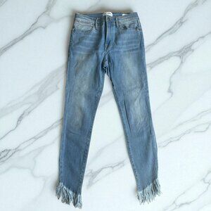 FRAME Light Wash Fringe Ankle Le High Skinny Jeans Size 27